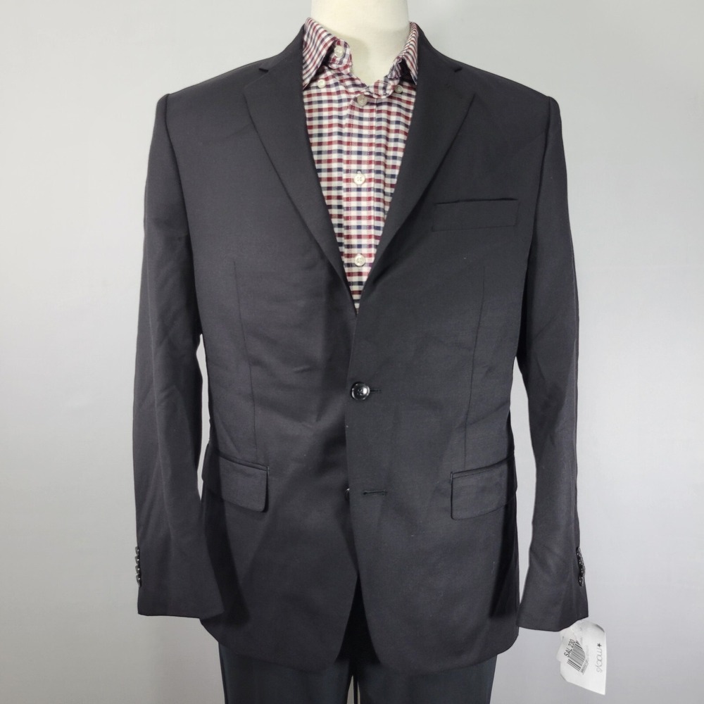 Michael Kors Men's Sport Coat Blazer Two Button‎ Solid Black Wool Blend 40R NEW